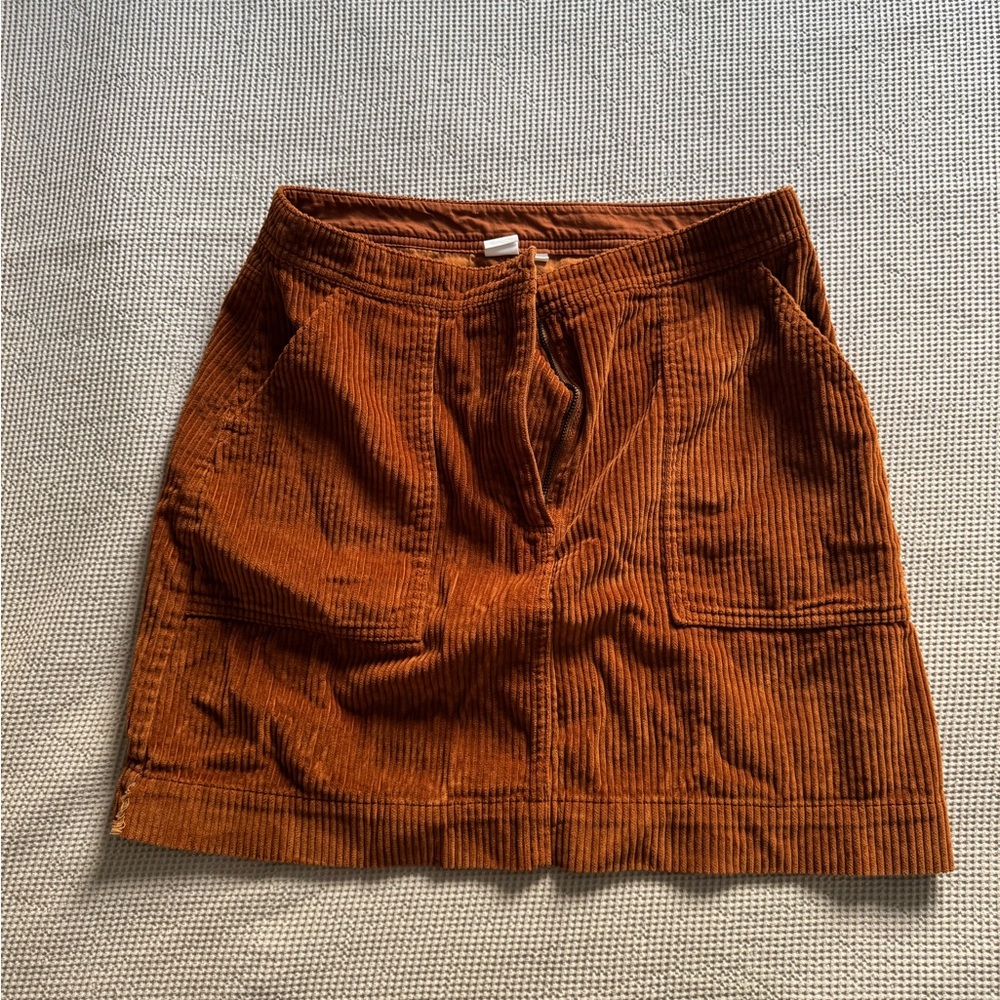 Corduroy A-Line Skirt in Rust
